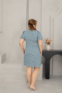 Jacquar Embossed Cheongsam Dress (Vintage Blue)