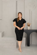 Couture Elegance Dress (Jacquar Black)