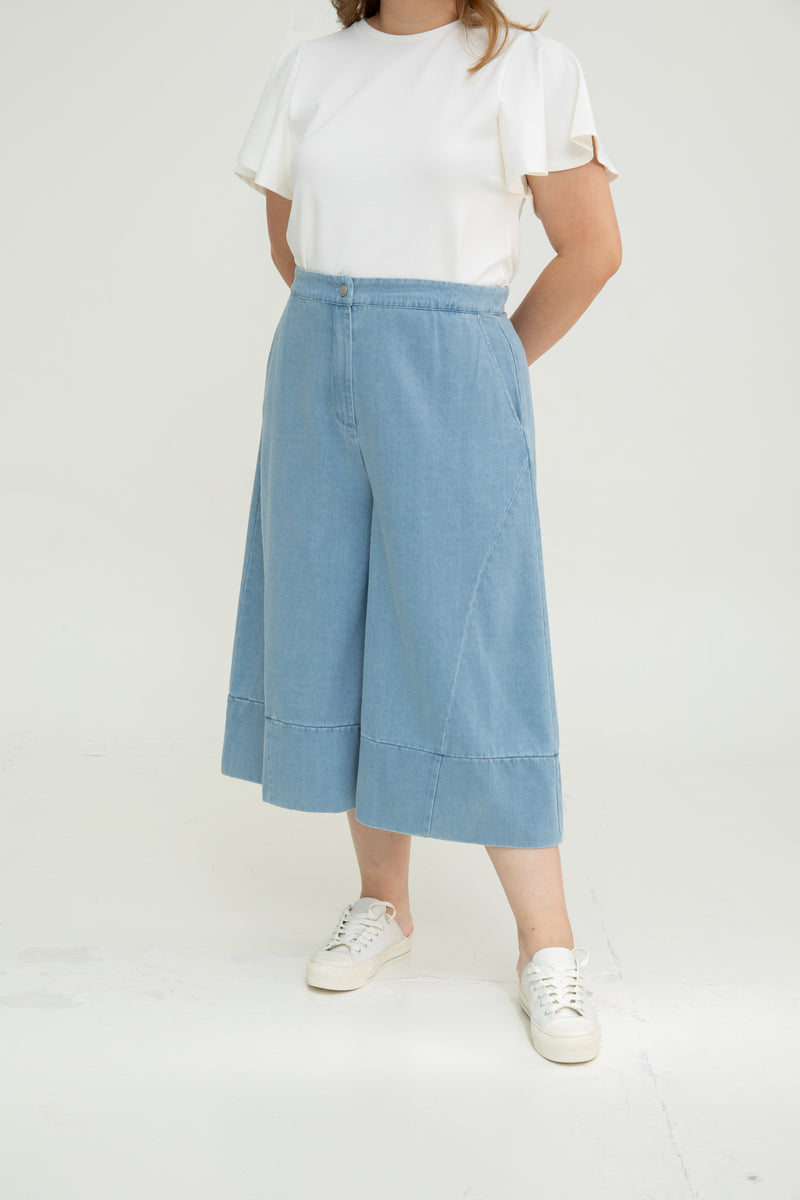 Soft Denim Culottes (Light Wash)