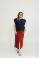 Wide Shoulder Boxy Tee (Navy)