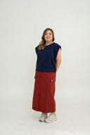 Wide Shoulder Boxy Tee (Navy)