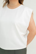 Wide Shoulder Boxy Tee (White)