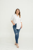 Stretchable High-Waist Ripped Jeans (Blue)