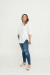 Stretchable High-Waist Ripped Jeans (Blue)