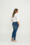 Stretchable High-Waist Ripped Jeans (Blue)