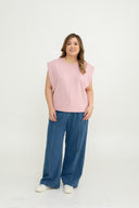 Wide Shoulder Boxy Tee (Rose Pink)