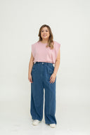 Wide Shoulder Boxy Tee (Rose Pink)
