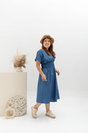 Smocked Waist Dress (Yale Blue)