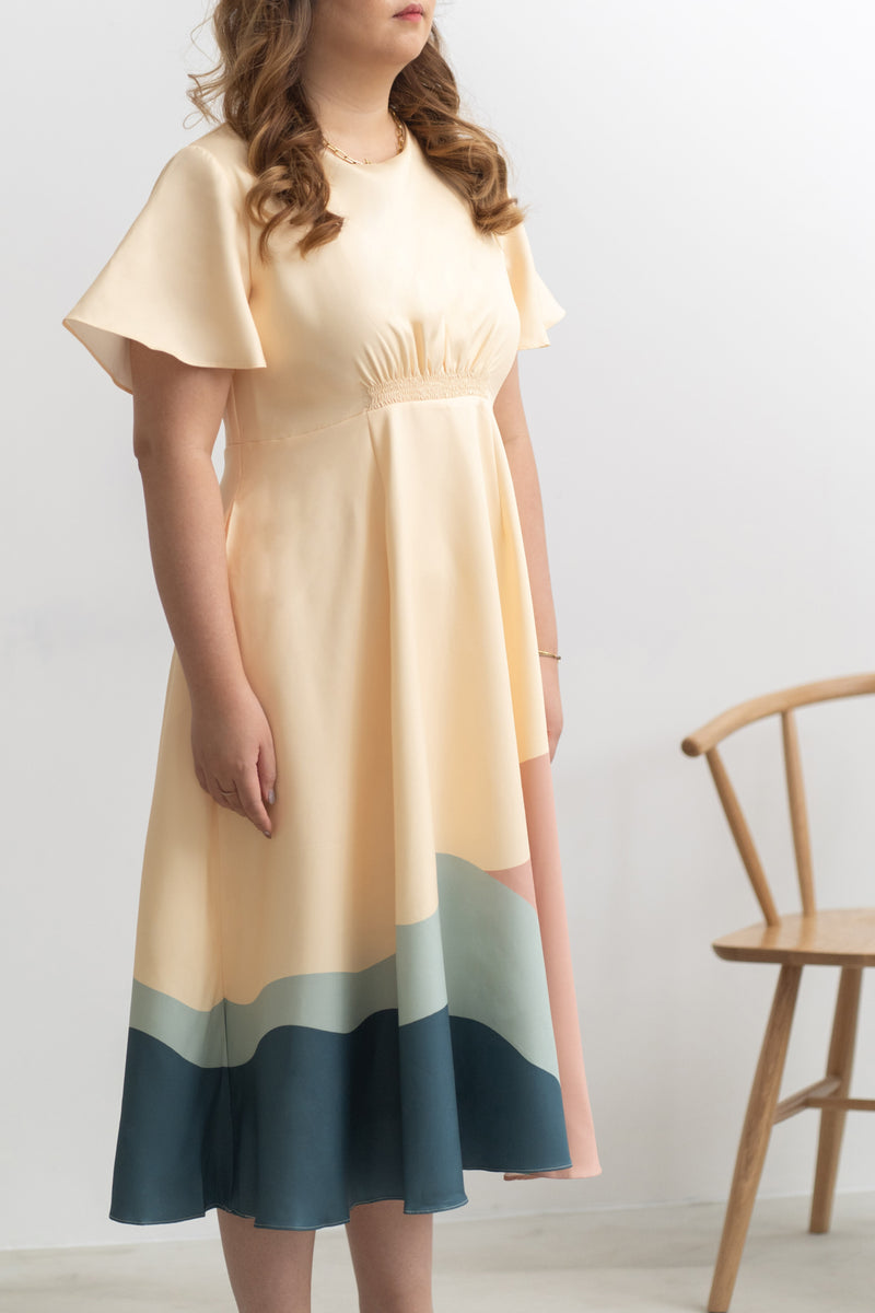 Gathered-waist Midi Dress (édition limitée print - Sunrise)