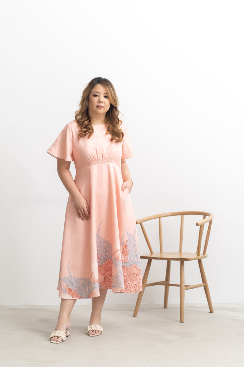 Gathered-waist Midi Dress (édition limitée print -  Orient Peony)