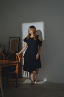 Boat Sleeves Linen Dress (Deep Sea)