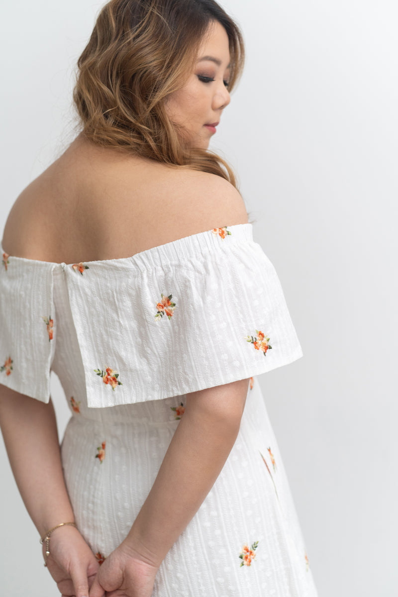 2-way Off Shoulder Romper (Embroidery)