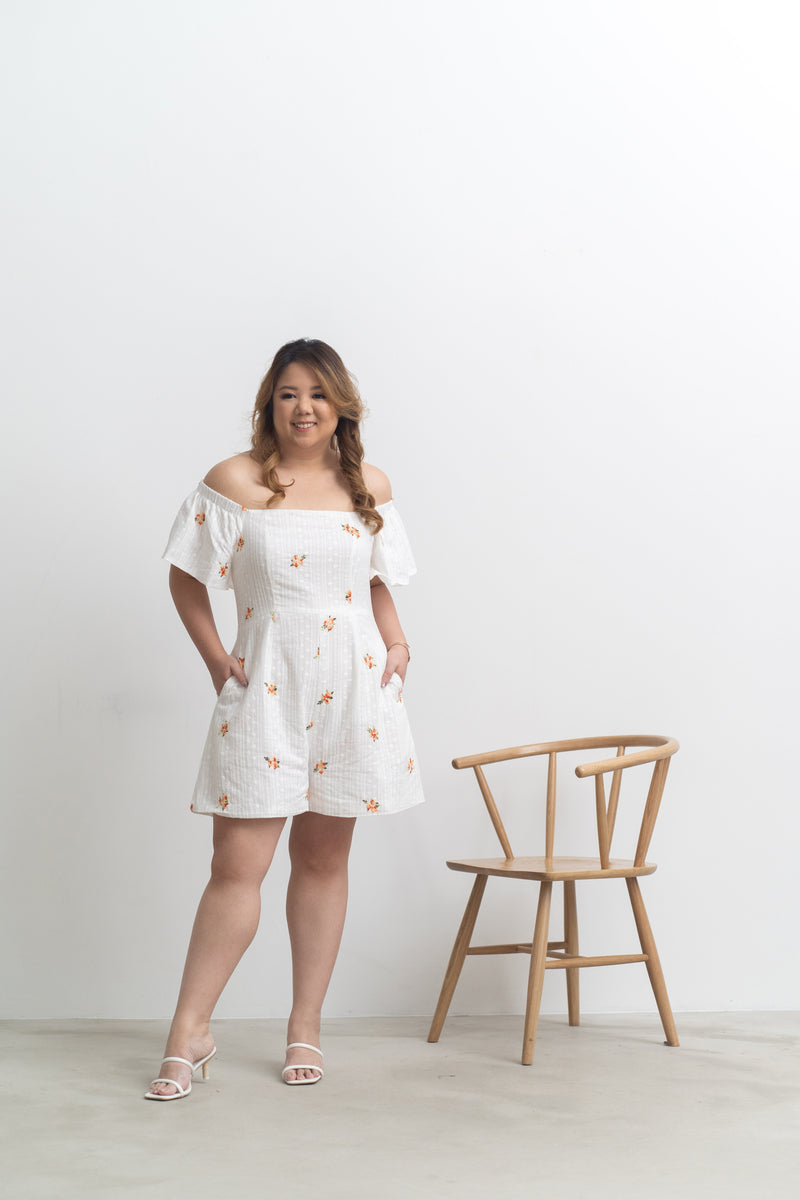 2-way Off Shoulder Romper (Embroidery)
