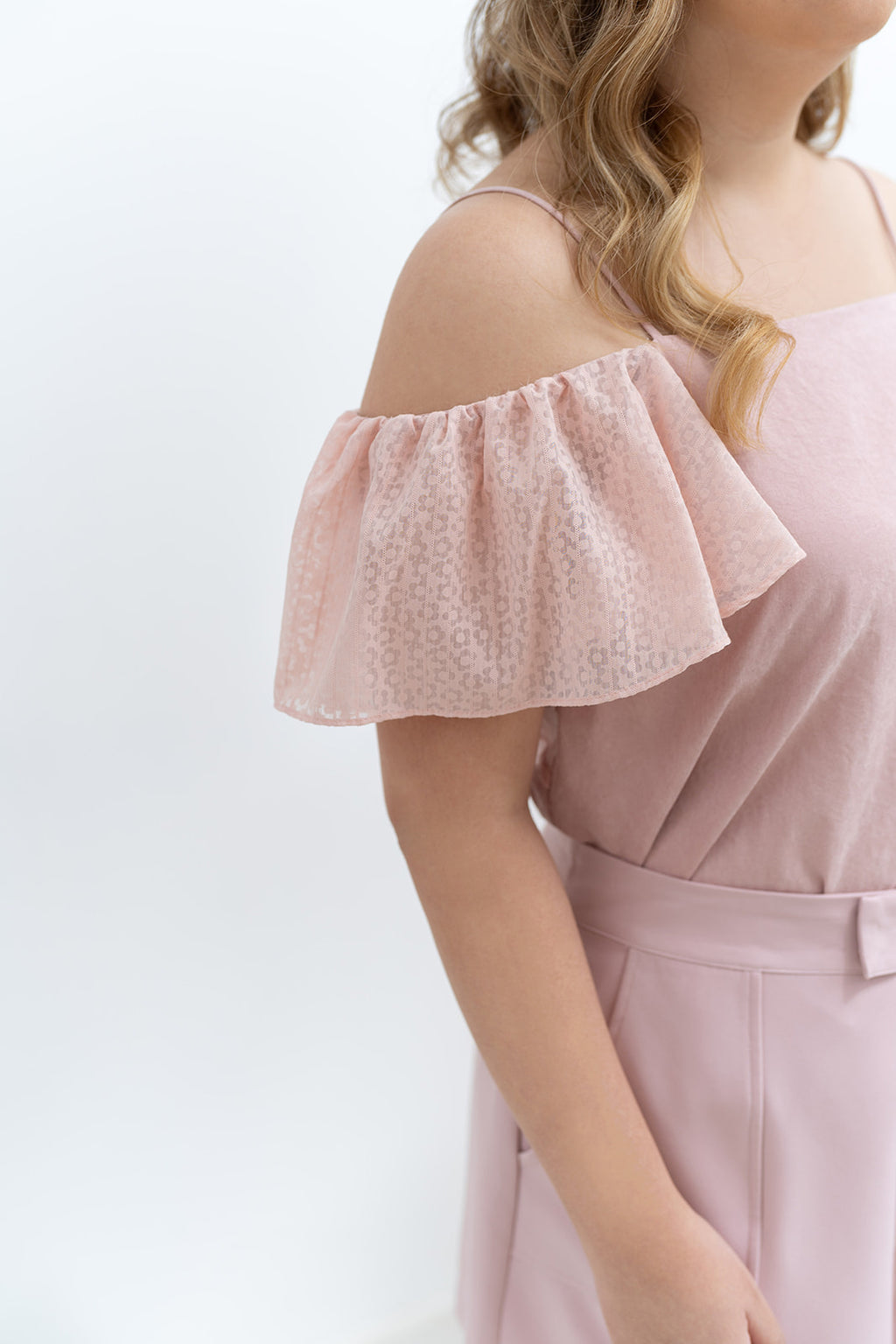 Daisy Textured Sleeves Top (Pink)