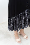 Asymmetrical Frills Midi Dress (Black)