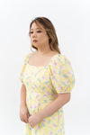 2-way Puff Sleeves Textured Dress (Marigold)