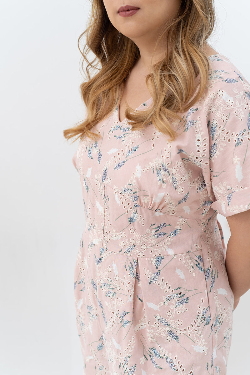 Embroidery Pastel Floral Romper (Pink Pampas Fields)