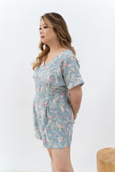 Embroidery Pastel Floral Romper (Blue Florals)