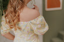 2-way Puff Sleeves Textured Dress (Marigold)