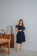Boat Sleeves Linen Dress (Deep Sea)
