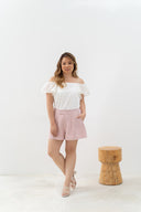 Daisy Textured Sleeves Top (White)
