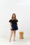 Daisy Textured Sleeves Top (Black)