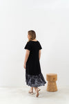 Asymmetrical Frills Midi Dress (Black)