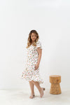 Asymmetrical Frills Midi Dress (White Daffodil)