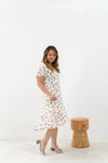 Asymmetrical Frills Midi Dress (White Daffodil)