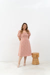 2-way Puff Sleeves Textured Dress (Orange Daisy)