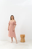2-way Puff Sleeves Textured Dress (Orange Daisy)