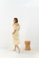 2-way Puff Sleeves Textured Dress (Marigold)