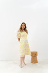 2-way Puff Sleeves Textured Dress (Marigold)