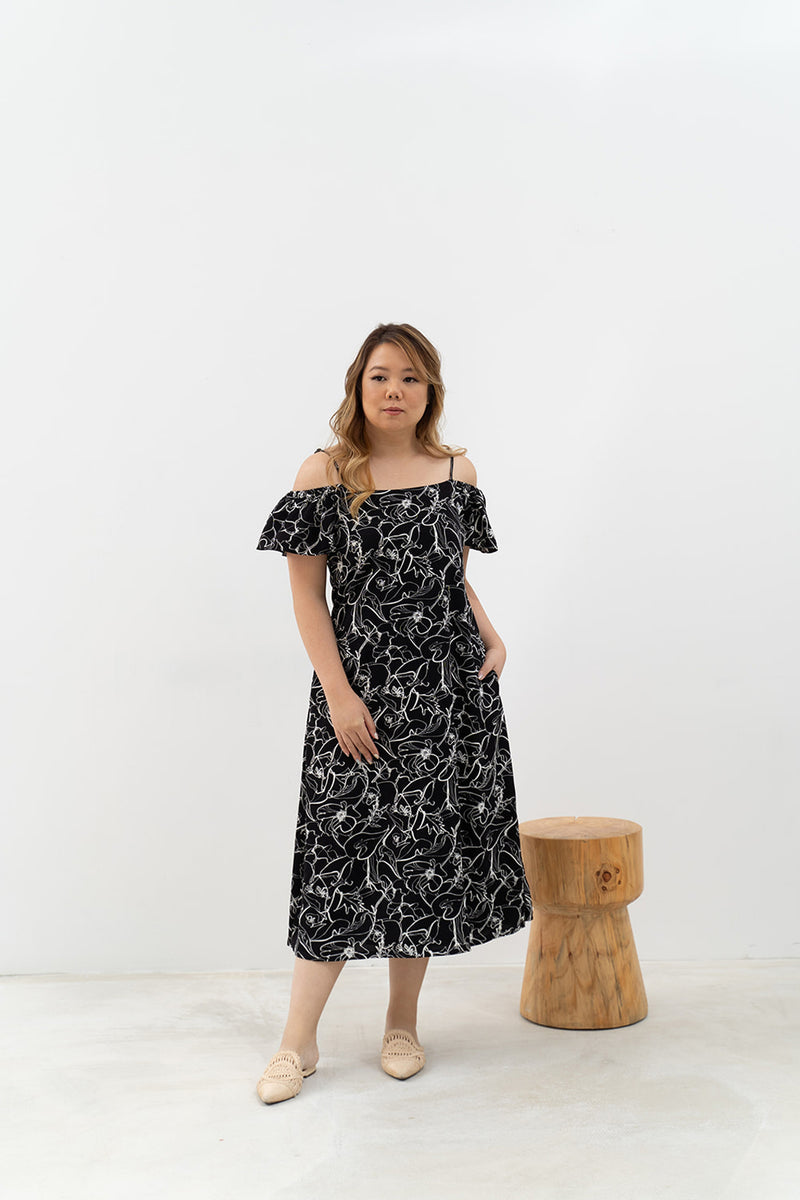 Wild Flowers Summer Dress (Black)