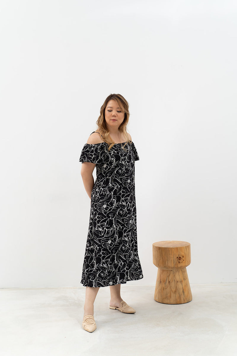 Wild Flowers Summer Dress (Black)