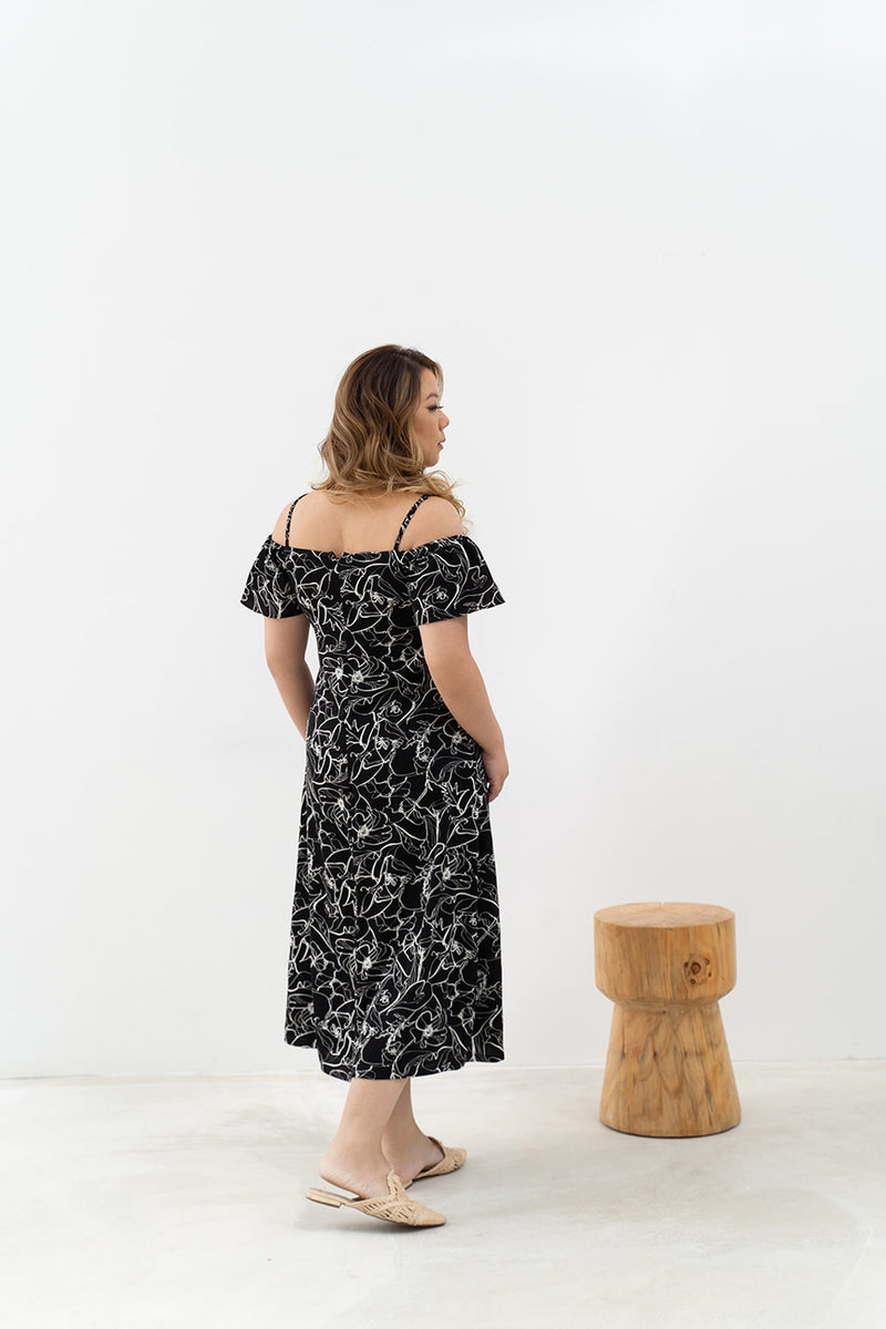 Wild Flowers Summer Dress (Black)