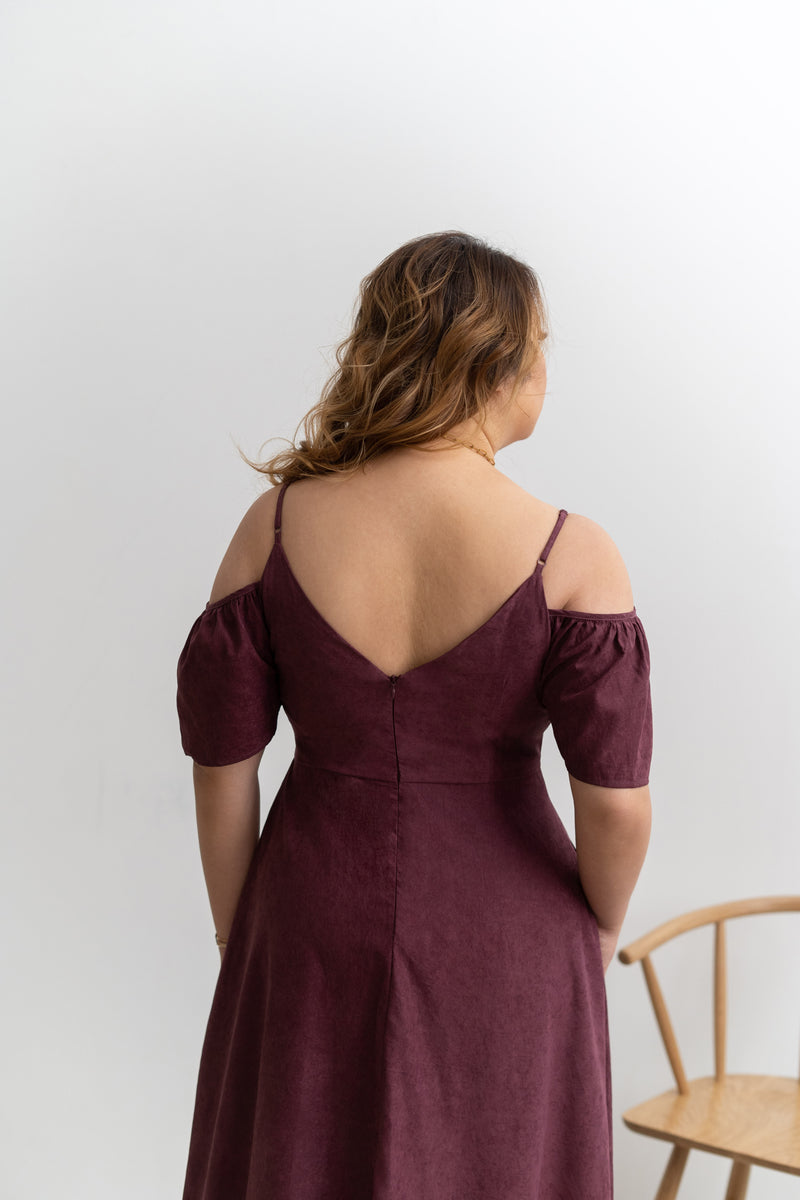 Cold-Shoulder Panel Dress (Violet Plum)