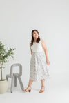 Tortoise Shell Buttons Printed Skirt (White Magnolia)