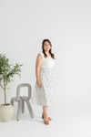 Tortoise Shell Buttons Printed Skirt (White Magnolia)