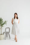 Tortoise Shell Buttons Printed Skirt (White Magnolia)