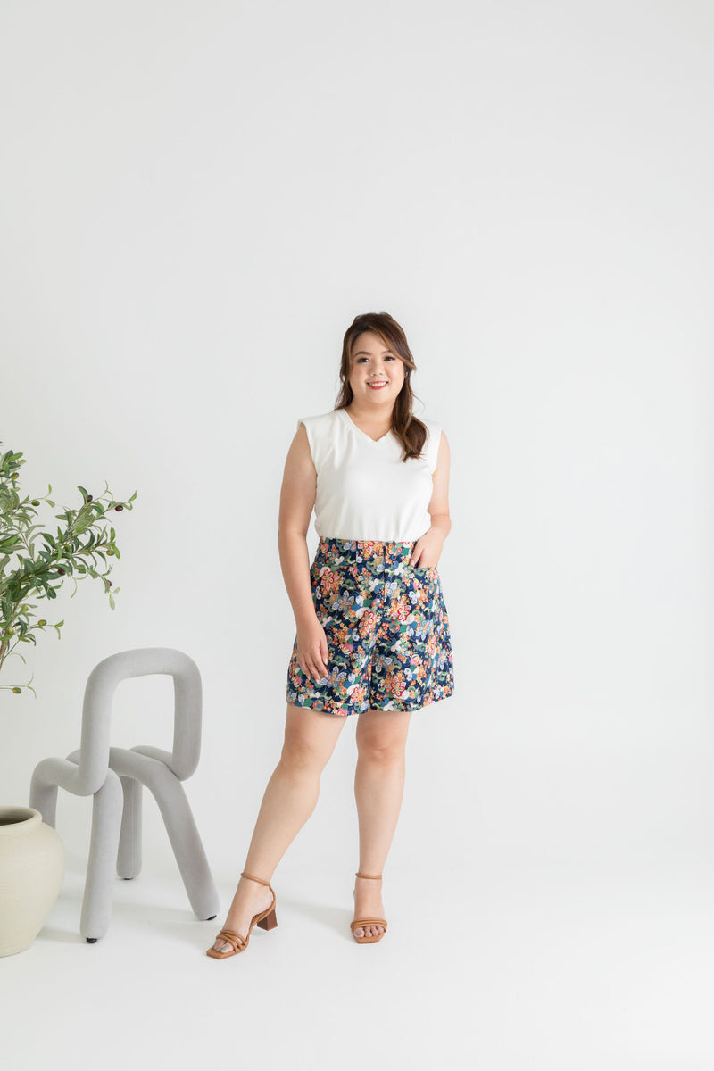 Wide Leg High Waist Berms (Blue Sakura)