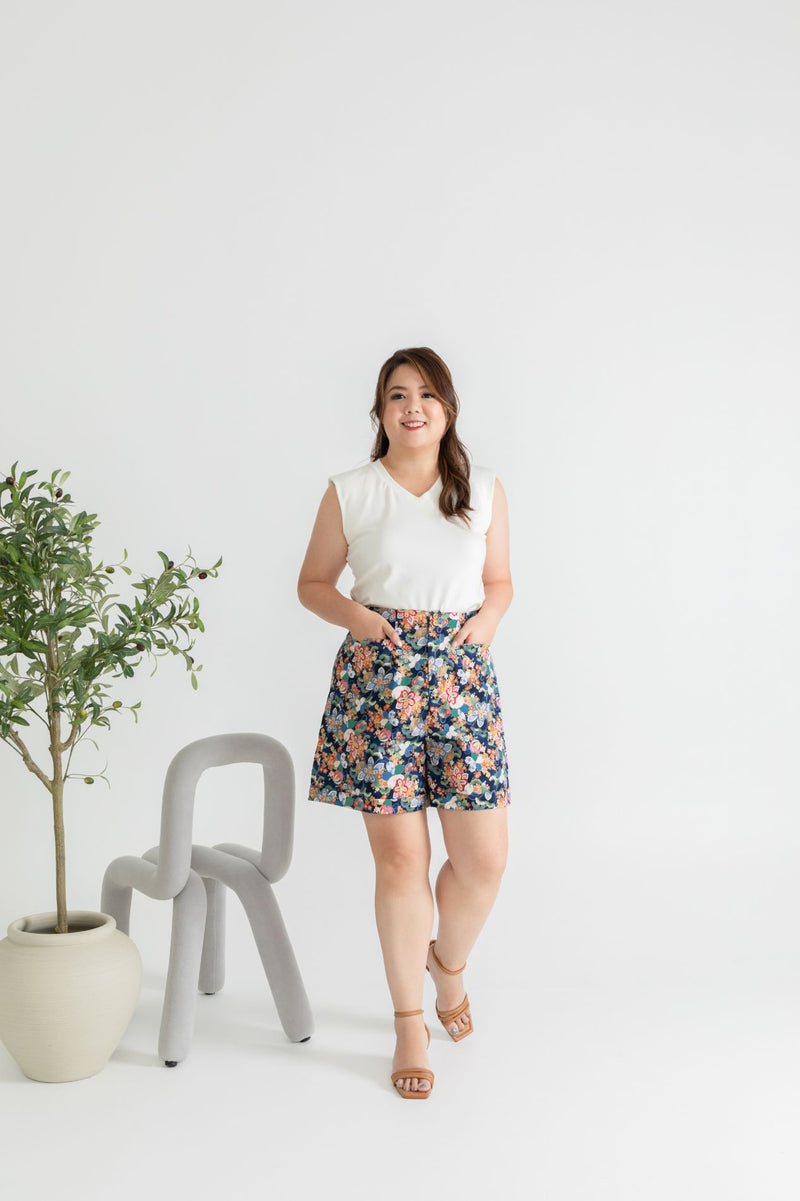 Wide Leg High Waist Berms (Blue Sakura)