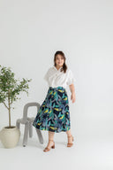 Tortoise Shell Buttons Printed Skirt (Dark Ferns)