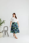 Tortoise Shell Buttons Printed Skirt (Dark Ferns)
