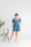 Front Panel Smock-back Romper (Blue Daisy)