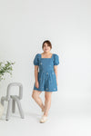 Front Panel Smock-back Romper (Blue Daisy)