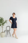 Front Panel Smock-back Romper (Navy)