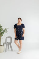 Front Panel Smock-back Romper (Navy)