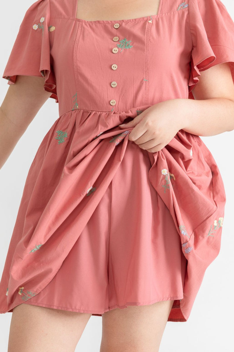 Open Field Mini Dress Romper (édition limitée Tea Rose)