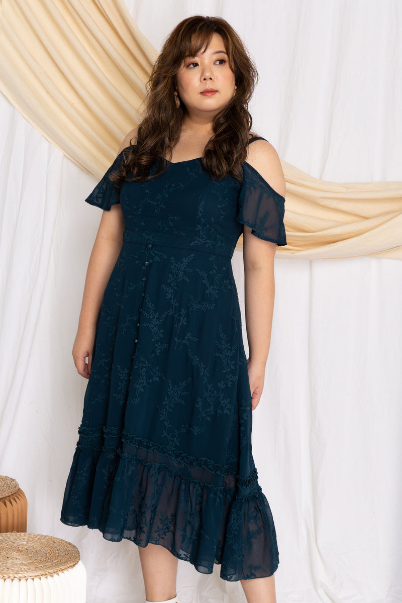 Embroidery Floral Midi Dress (Forest Green), Dress - 1214 Alley